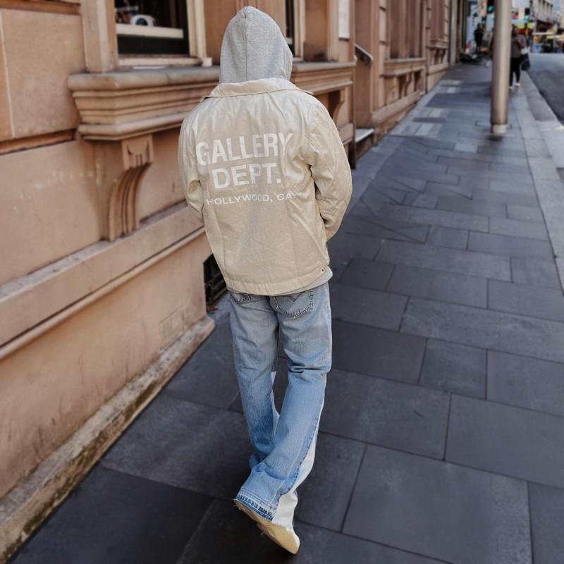 Mens Oversized Hooded Cotton Jacket Set Streetwear Printed Loose Fit Casual Outerwear Fall
