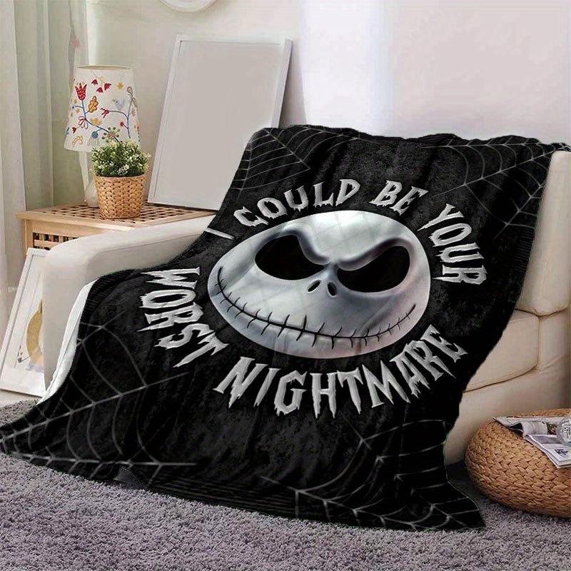 1pc Jack Skellington Printing Flannel Blanket Ideal for Travel Sofa Beds and Home Decor Ideal Birthday or Holiday Gift Available for All Sea