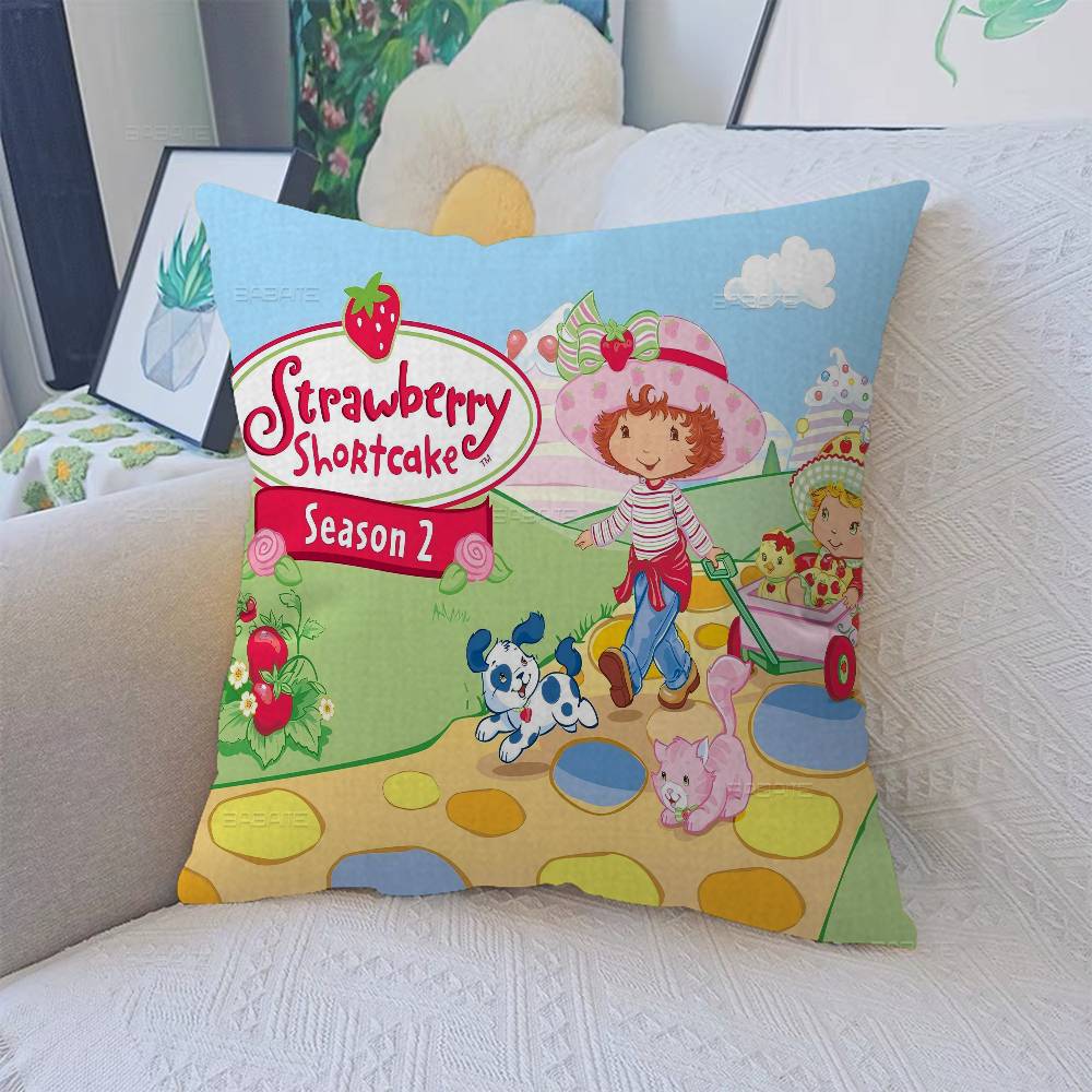 S-Strawberry Cartoon S-Shortcake Girl Pillow Gift Home Office Decoration Pillow Bedroom Sofa Car Cushion Coverpillow Case