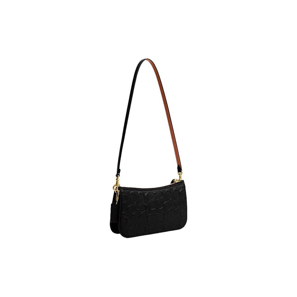 Coach Penn 21 Solid Color Embossed Letter Hardware Zipper Closure Leather Underarm Handheld Shoulder Bag Small Women Bags Black CM552-B4BK