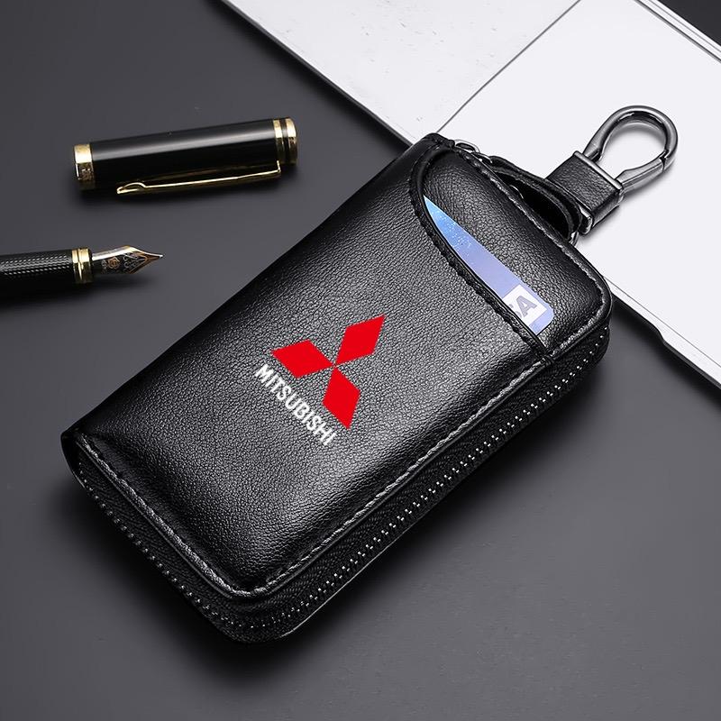 Кожаный чехол-брелок для автомобильного ключа с логотипом автомобиля для Mitsubishi Outlander Lancer 9 10 ASX L200 Pajero Mirage Montero Eclipse