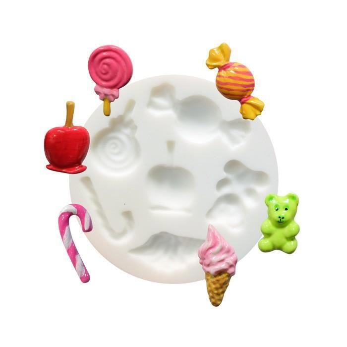 Moule en silicone - DTM loisirs créatifs - Mini moule bonbons - 7 cm - 6 formes - Anti-adhésif