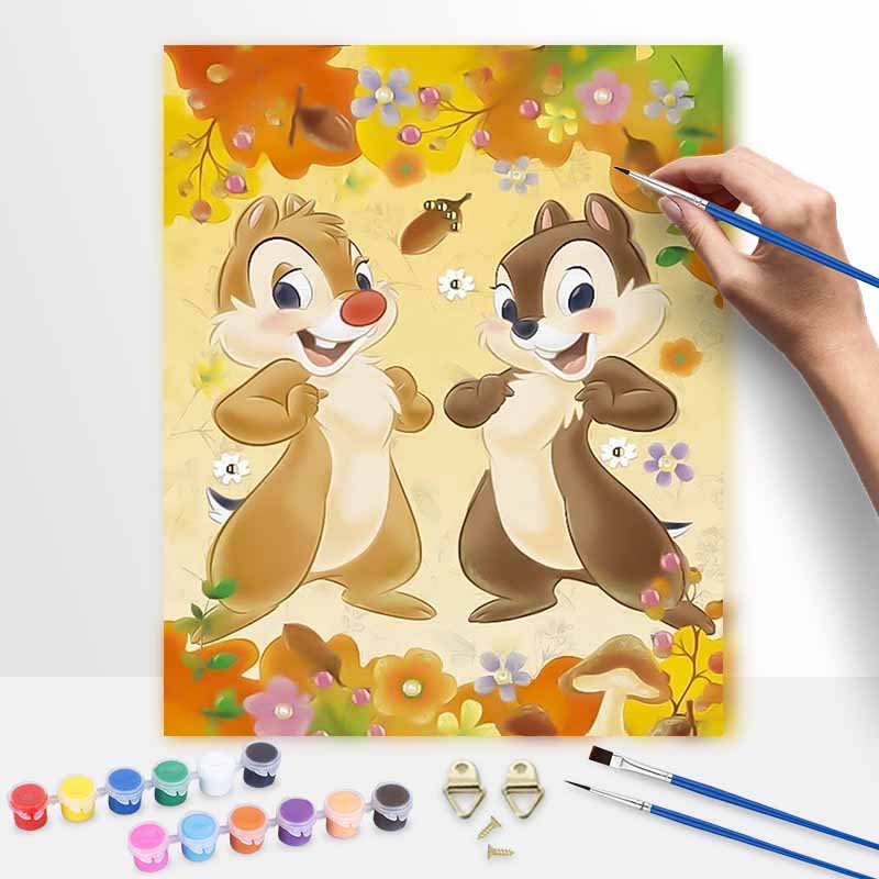 Disney Chip 'n Dale oil painting painting art handmade diy painting home decoration gift