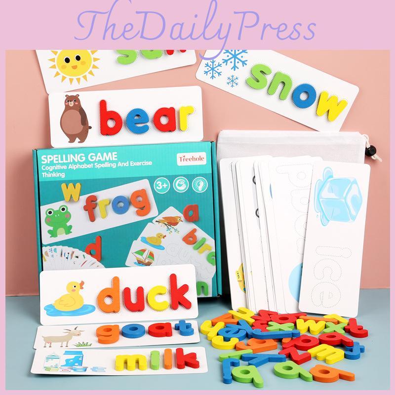 Деревянный пазл с алфавитом для детей, развивающая игрушка с составлением слов для дошкольного обучения