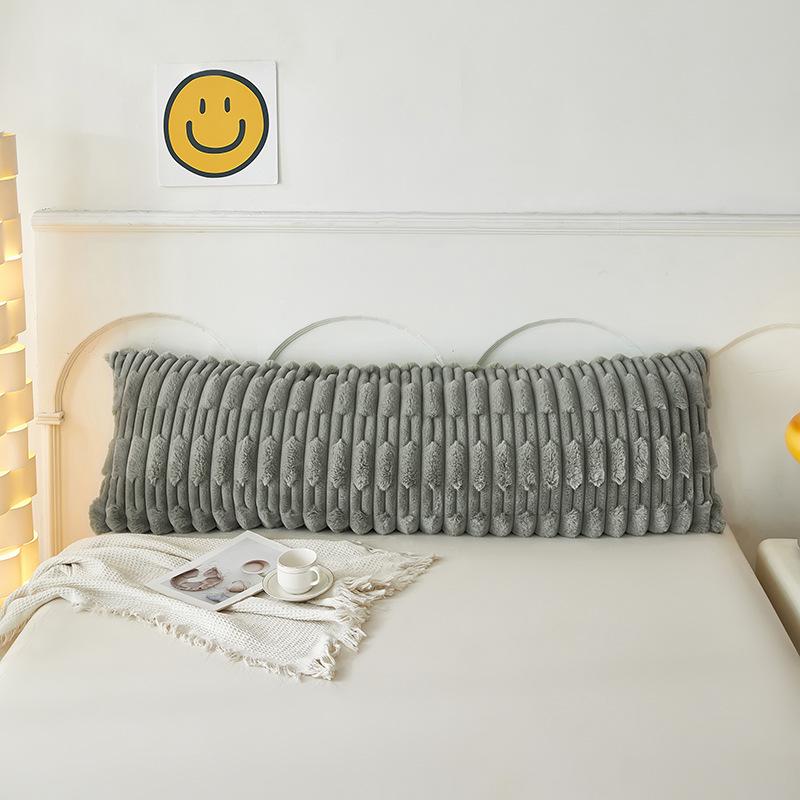 Плюшевая наволочка на длинную подушку из искусственного кроличьего меха - Двусторонняя наволочка из молочного велюрового флиса