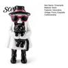Black Cat Hugging Ghost Funny Halloween Figurine with Cat, Resin Statue Sunglasses & Top Hat, Retro Ornament for Home Tabletop Bookshelf