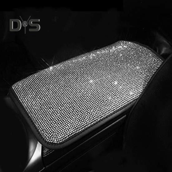 Чехол на подлокотник автомобиля со стразами, универсальная прямоугольная эластичная лента, защитная накладка для центральной консоли, подушка, коврик, аксессуары для салона автомобиля