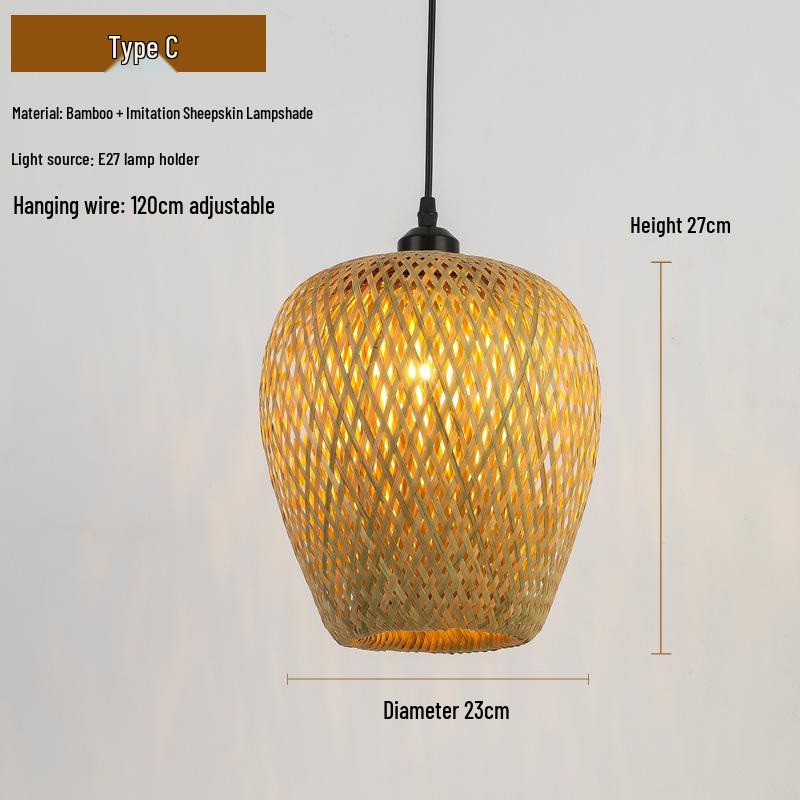 Retro Zen Bamboo Weaving Pendant Lamp for Restaurants & Teahouses