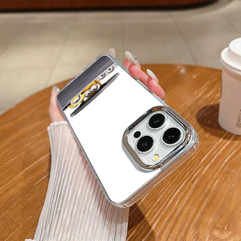 Чехол для телефона M-Minions для iPhone 17 16 15 14 13 12 11 Pro Max Xr Air Plus Силиконовый чехол Серебристый чехол с твердым корпусом