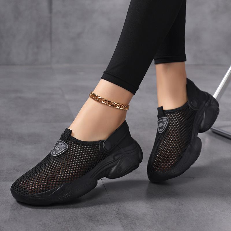 Женские нескользящие и дышащие тапочки-мешки с верхом из плетеного материала, тонкие дышащие и легкие повседневные спортивные сандалии