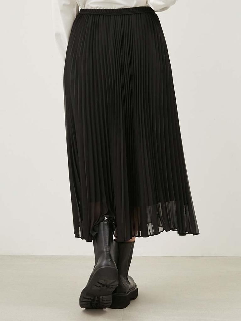 Sheer pleated skirt with elastic waist and ribbon 09WFS251036BLK0