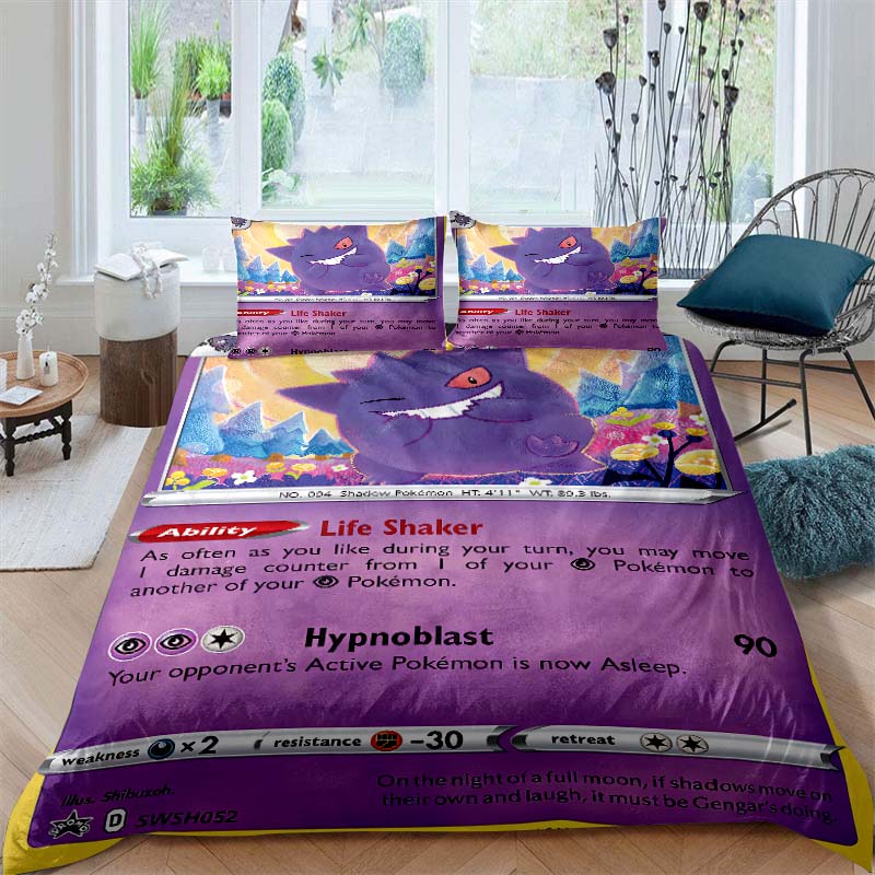 Pokémon Charizard Print 3-Piece Bedding Set — 10 Sizes Available — King-Size Pillowcases, Adult Bedspread, Bedroom Bedding Set
