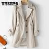 Women's Windbreaker Autumn Coat Korean Style Slim Mid-length Windbreaker Women's Coat