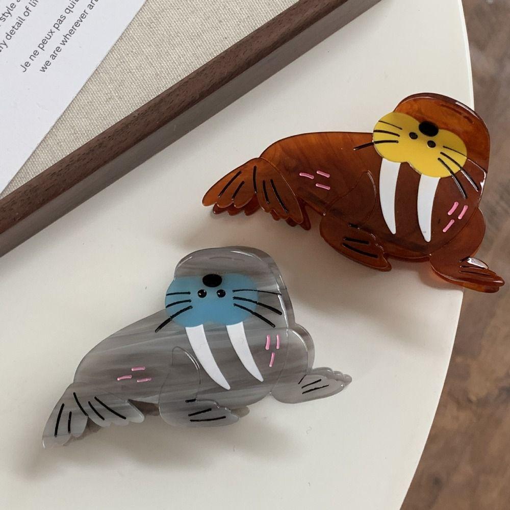 Acetic Acid Sea Lion Hair Claw Creative Geometry Shark Clip Ocean Animal Hair Clip Vacation