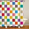 Bathroom Colorful Checkered Shower Curtain Set Waterproof Quick-Drying Mildew-Proof Modern Geometric Shower Curtain