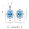 Luxury EYIKA Simulation Aquamarine Pendant Necklace Ring for Women Lab Diamond Wedding Party Fine Jewelry Set