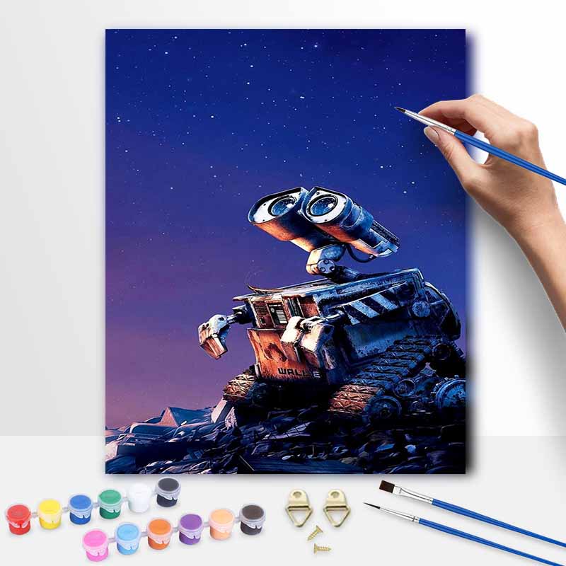 Disney animation digital WallE oil painting diy handpainted coloring painting home decoration gift wall art modern decor canvas crafts