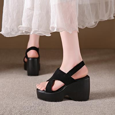 Босоножки на платформе и танкетке, женская обувь, лето 2025, новый дизайнерский каблук, женская повседневная обувь, элегантные туфли-лодочки для платья, Sandalias Mujer