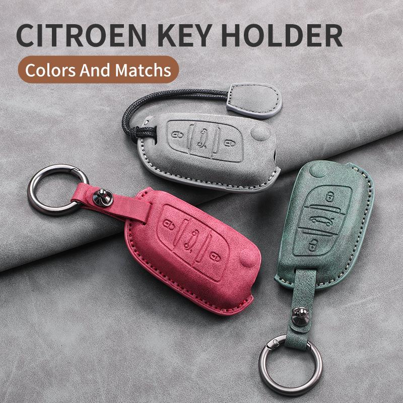 For Citroen C2 C3 C4 C5 C6 C8 DS4 for Peugeot 107 207 306 307 407 308 607 New Sheepskin Car Flip Key Case Cover Shell Fob