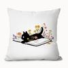 Black Cat Pattern Pillow Cover Funny Its Fine Quote Cushion Case Grunge Style Home Decor Novelty Gift