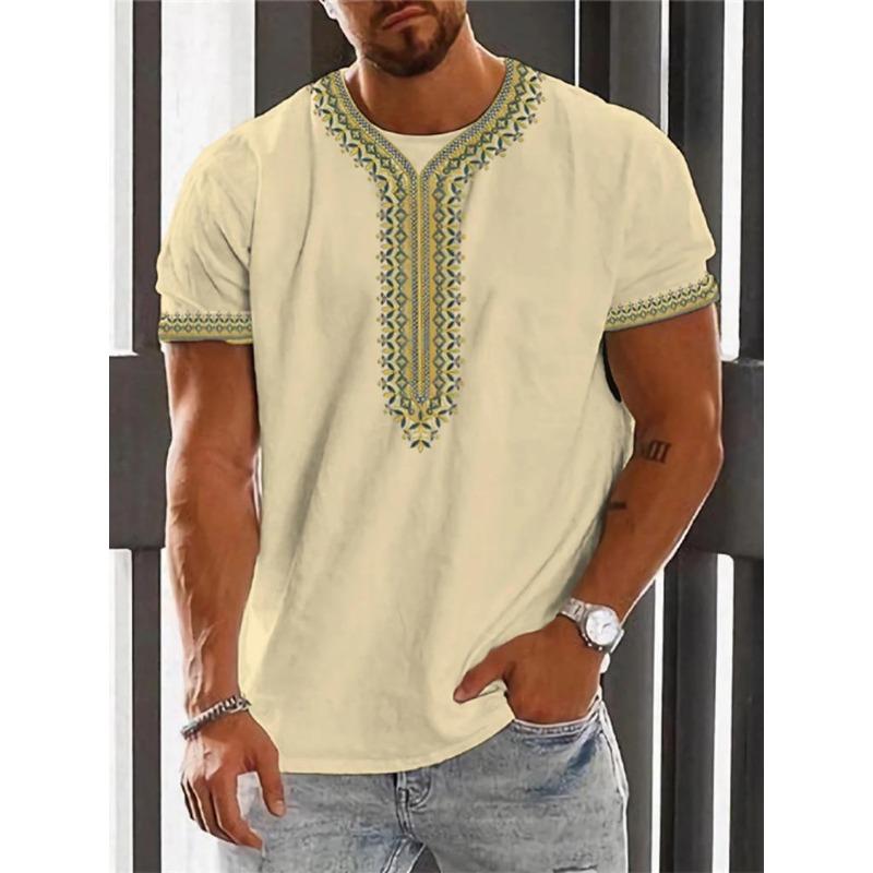 Винтажная этническая футболка с 3D принтом, одежда с круглым вырезом, мужские топы, футболка большого размера с короткими рукавами, летняя свободная мужская уличная одежда, мужская одежда