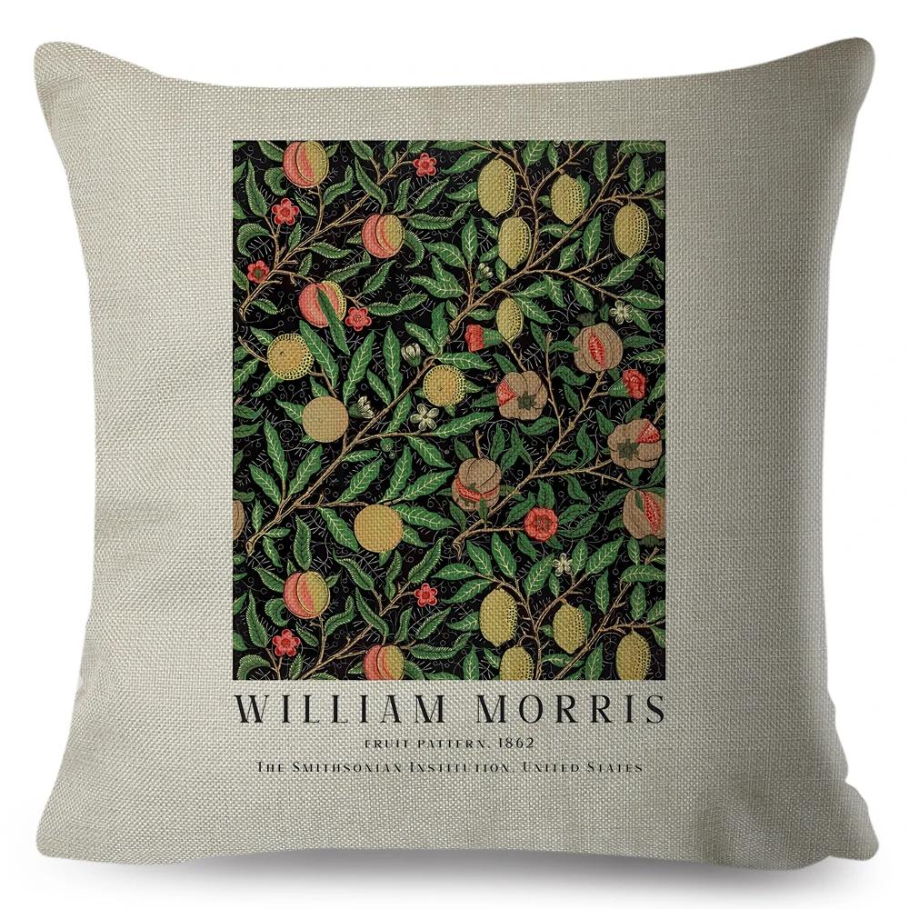 Nordic Style Cushion Cover William Morris Flower Pillowcase Linen Both Sided Decor Violets Botanical Throw Pillow Case for Sofa