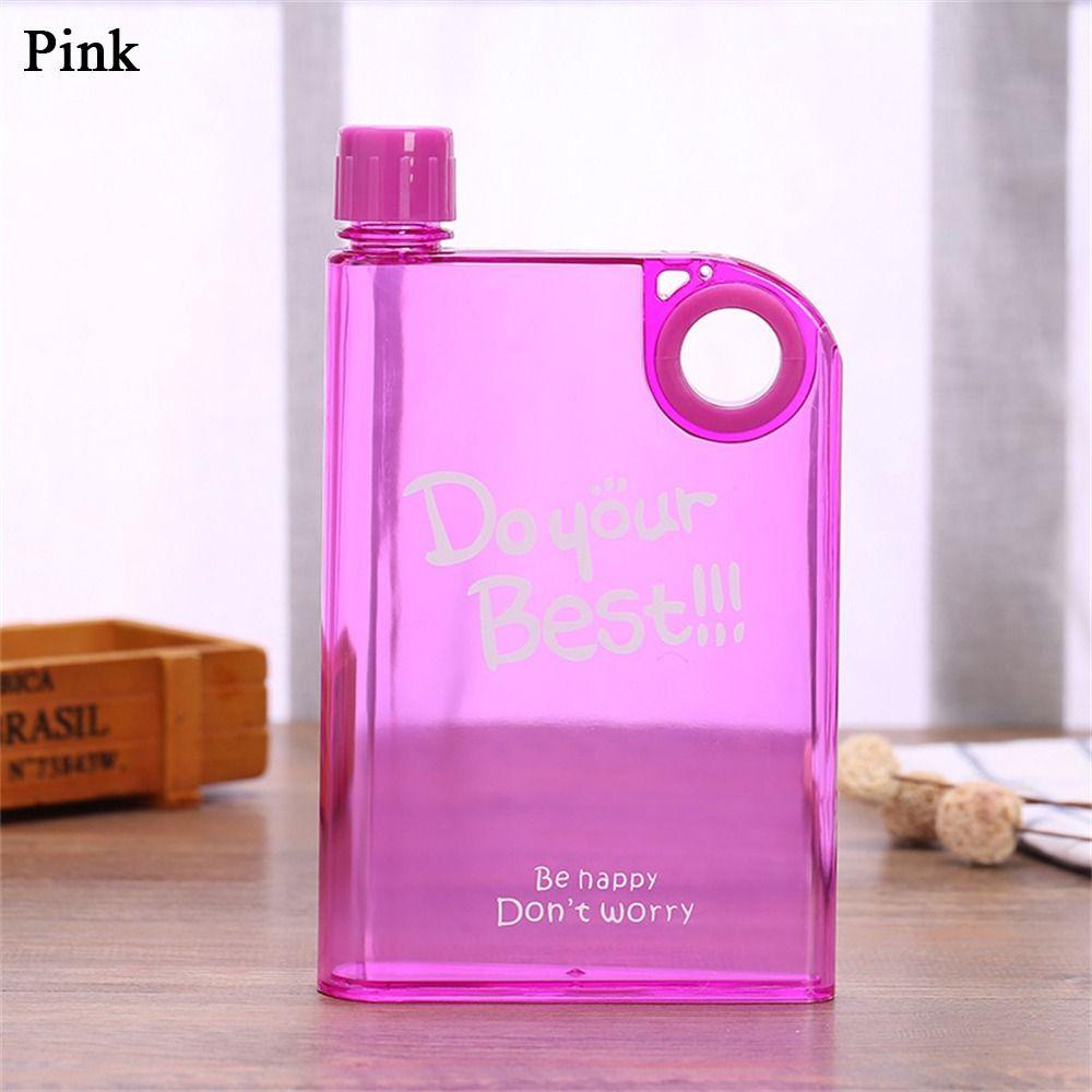 Travel Transparent Sports Flat Water Bottle Juice Cup Drink Bottle Plastic
