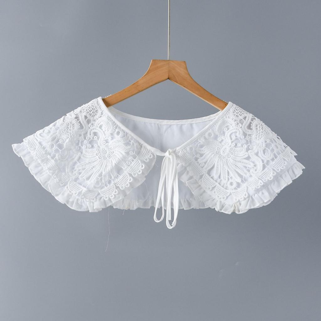 Fake Collar Shawl Wrap Shwal for Women's Shirt Embroidery Lace Necklace Vintage Detachable False Collar Short Capele