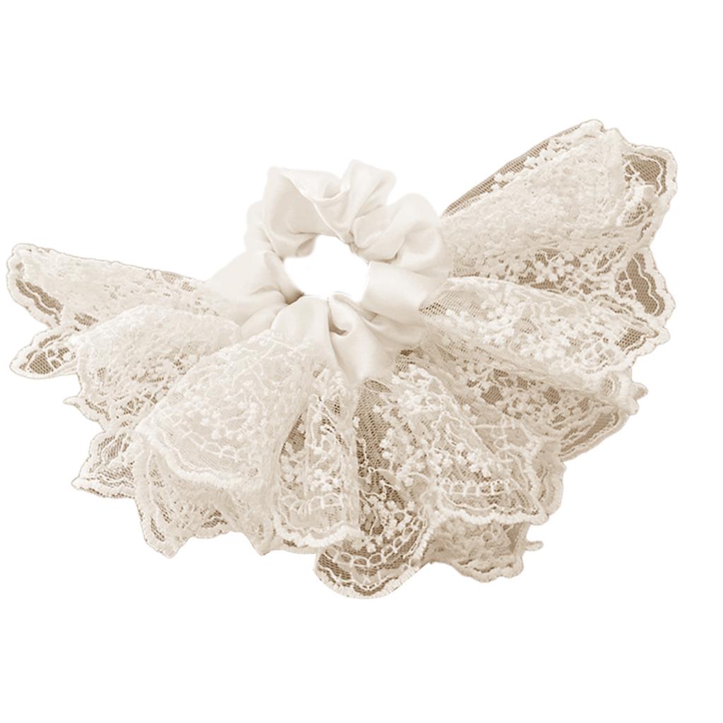 Ballet Skirt Lace Hair Tie Double Layer Ruffled Scrunchie With Invisible Elastic Core Hairpiece For Feminine Hairstyles
