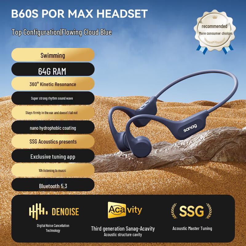 SANAG B60S PROMAX Waterproof Bone Conduction Bluetooth Headphones