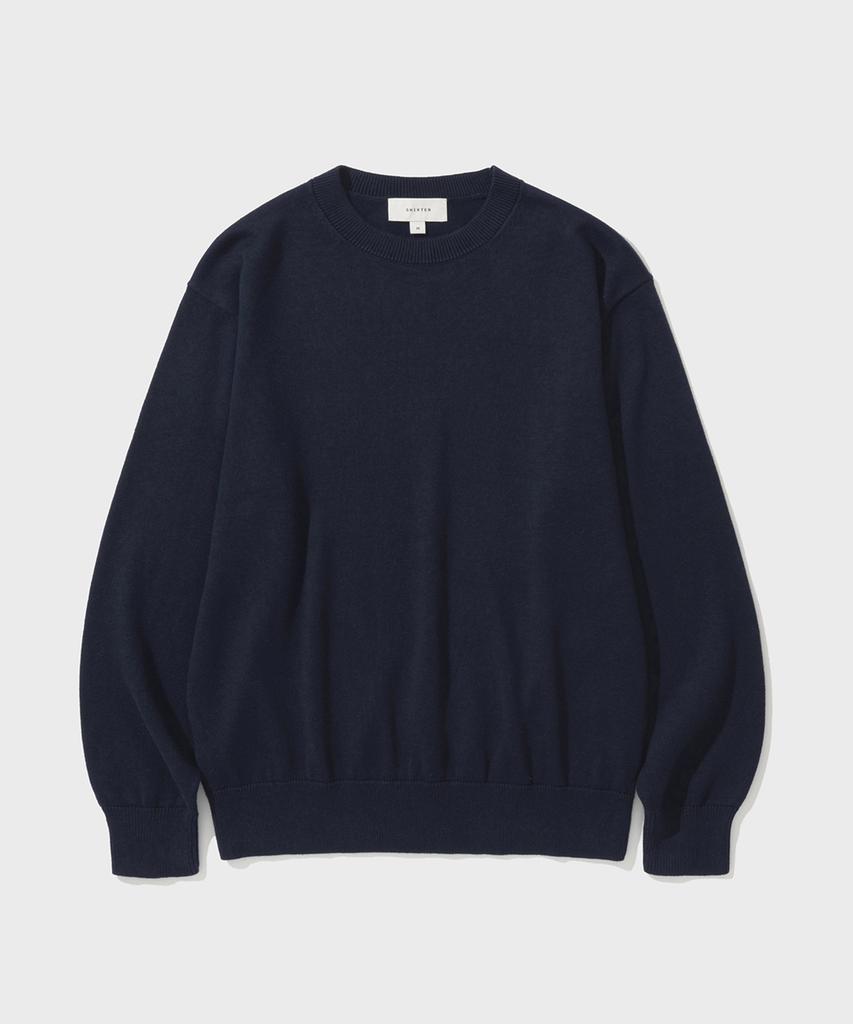 SHIRTER Cotton Cashmere Round Neck Knit (Navy)