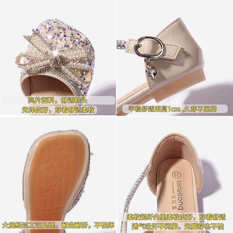 Girls' sandals, little girls' pink crystal shoes, children's flat shoes, baby girl shoes, new summer styles, Korean-style princess shoes