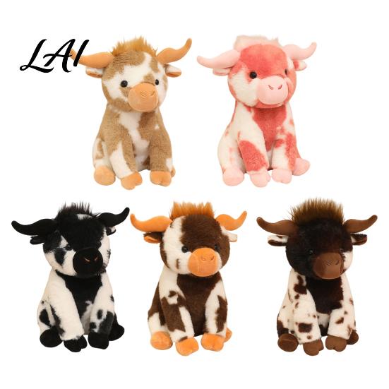 Decorative Tabletop Animal Highland Cow Stuffed Toy Soft Plush Scottish Cattle Doll Huggable Toy Cute Farm Doll Present for Adults Kids Boys Girls