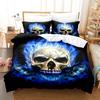 3D Printed Skull Head Bedding Set Halloween Themed Down Duvet Cover Pillowcases, 2/3 Pieces, Boys Room Horror Pattern Quilt Cover
