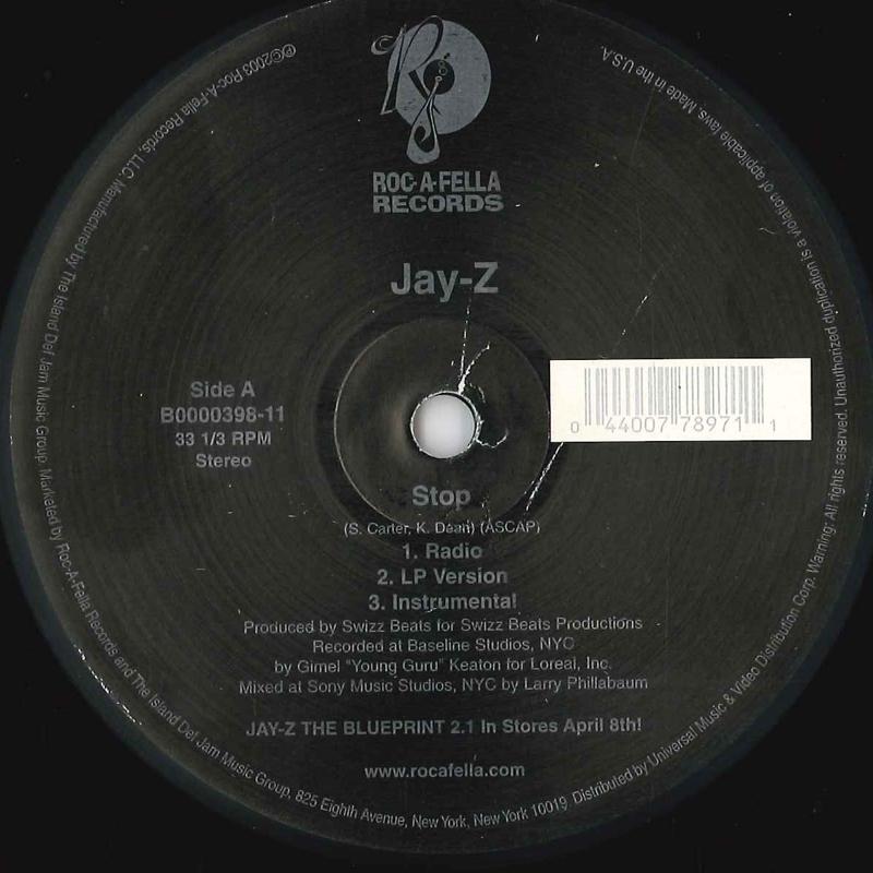 12-дюймовая пластинка JAYZ Stop Excuse Me Miss Again ROC A FELLA 2003 US Rap HipHopRB Б/у