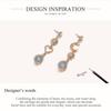 Bisaer Asymmetric Love & Moon Rhinestones Stud Earring for Ladyies Gentle Jewelry