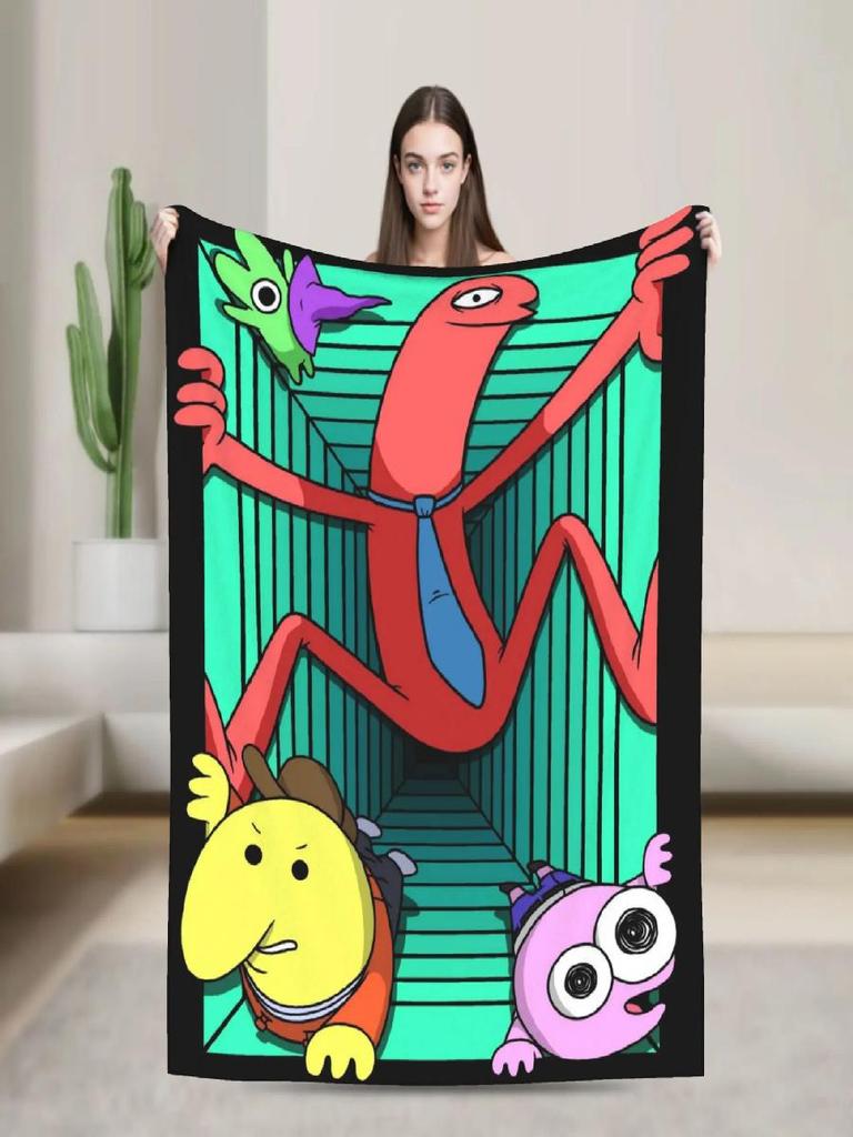 Smiling Friends Cartoon Plush Blanket Soft Flannel Bedding Throw for Kids Outdoor Use Warm Custom DIY Gift Idea
