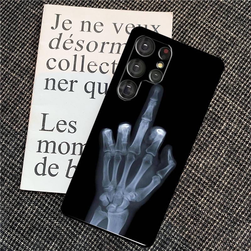 Чехол 'Скелет Средний палец' для Samsung Galaxy S25 S24 Ultra S20 S21 S22 S23 Ultra S9 S10 Plus S25 FE Задняя крышка