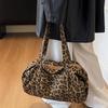 Yogodlns Канвасная сумка через плечо с леопардовым принтом Модная большая сумка-тоут Женская сумка для ежедневного использования Высококачественная сумка