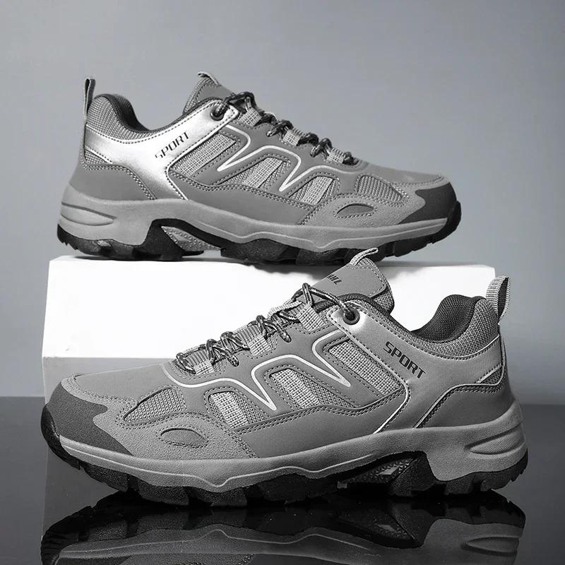 Men'S Lace Up Platform Hiking Sneakers, Wear-Resistant Non-Slip Outdoor Shoes For Climbing Hunting Trekking