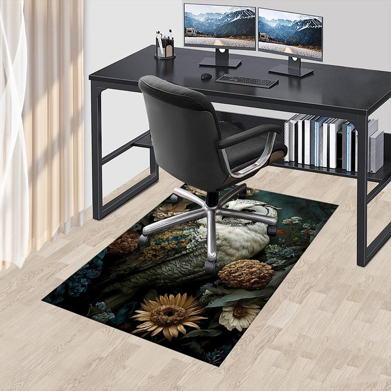 1pc Owl Flowers Carpet Anti Slip Polyester Floor Mat for office.Bedroom