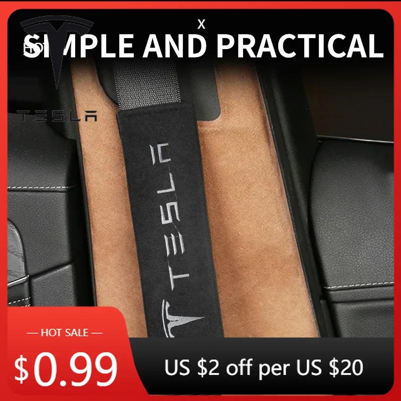 Car Sticker Tesla Car Seat Belt Shoulder Protective Cover For Tesla Model 3 Y Car Interior Safety Belt Decorate Pad Tesla Model