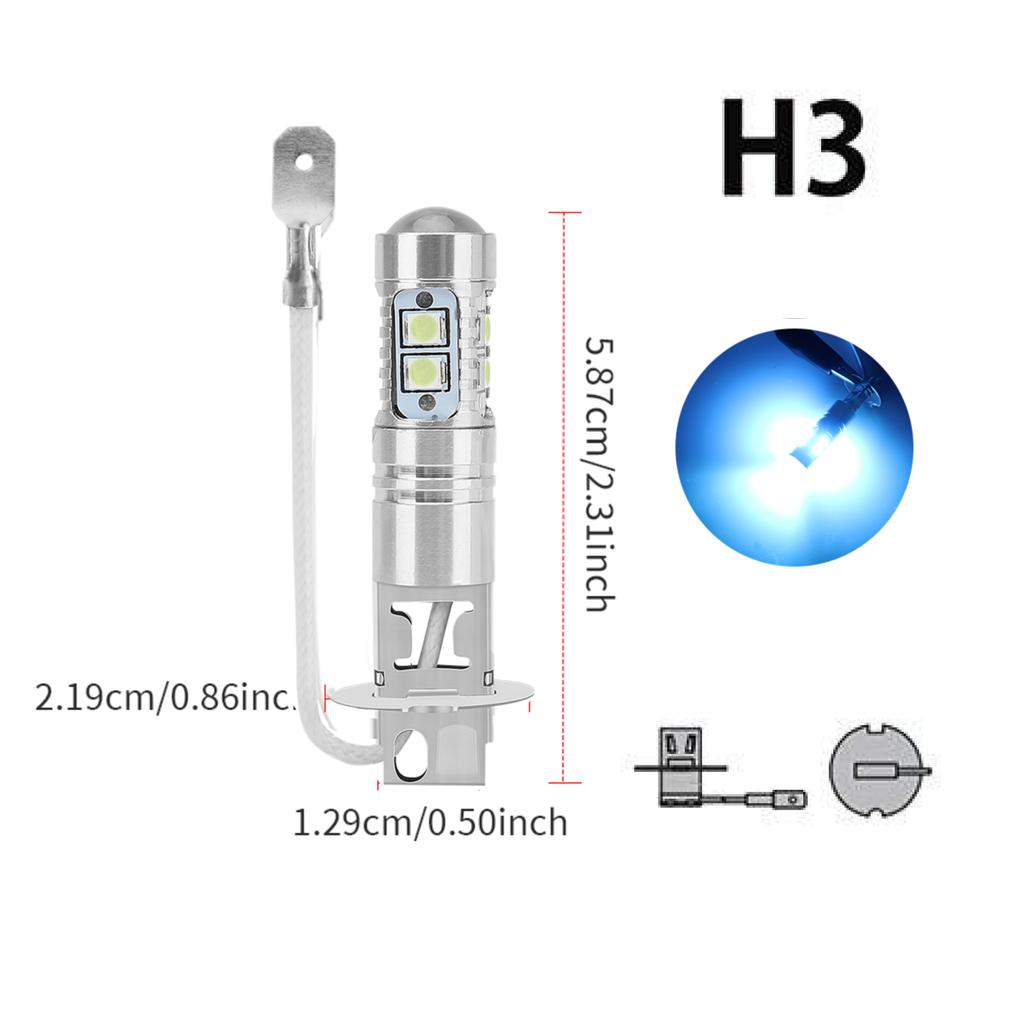 2 шт. Автомобильная противотуманная фара H1 LED с линзой H3 LED Противотуманная лампа для дневного света Супер яркая LED Автолампа белая ледяно-голубая Адаптер не требуется