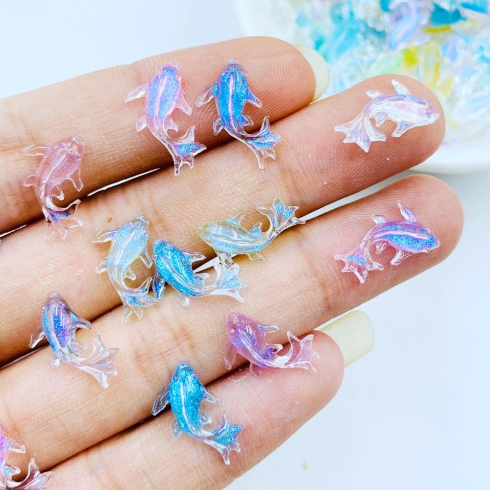 Золотая рыбка Художественное украшение Золотая рыбка Стразы для ногтей Золотая рыбка Смола Фигурка Золотая рыбка Поделки DIY Альбом для вырезок