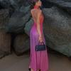 Rainbow Color Backless Halter Dress Women Knitted Sequins Fashion Sleeveless Holiday Dresses 2025 Spring Beach Party Lady Robes