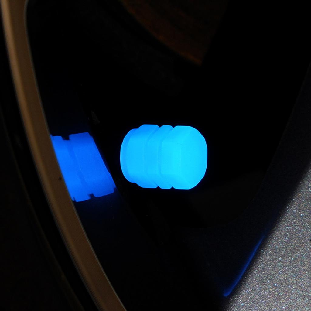 4PCS Luminous Valve S Fluorescent Green Blue Night Glowing Car Motorcycle Bicycle Wheel Styling Tyre Hub Luminous Decor