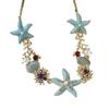 Fashion Marine Jewelry Starfish Pendant Necklace Shell Pearls Bracelet Alloy Texture Suitable for Women Beach Outfits