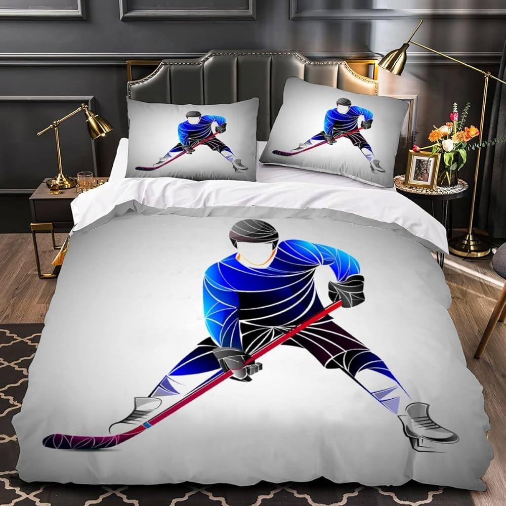 Комплект постельного белья с изображением хоккея на льду 3D для юных любителей хоккея на льду, детское постельное белье для мальчиков и девочек, спортивные игры, односпальная двуспальная кровать в подарок