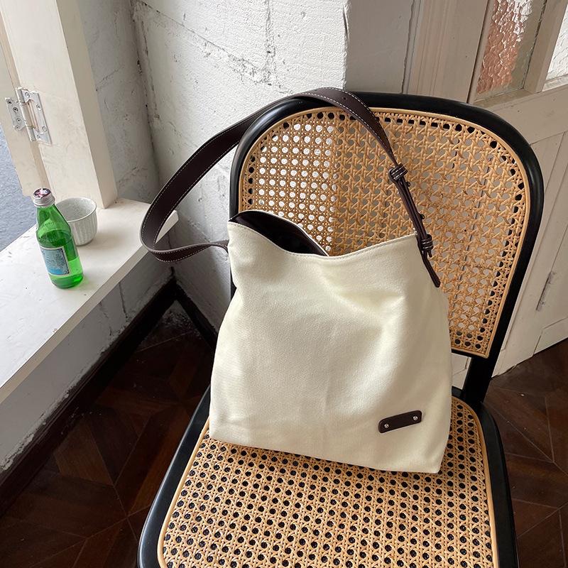 Простая холщовая женская сумка Ins Модные повседневные сумки на одно плечо Экологичные сумки Студенческая сумка для покупок большой вместимости Модная сумка-тоут