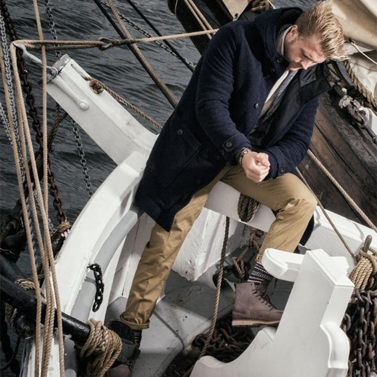 Мужское шерстяное пальто с принтом, теплое с капюшоном, хлопковая подкладка